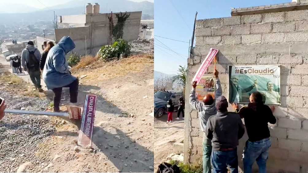 Vecinos de la colonia Cuarta Transformación quitan letreros de calles rebautizadas en homenaje a AMLO