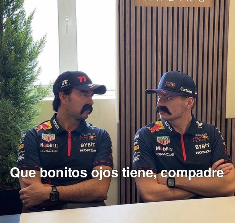 Checo y Max con bigote