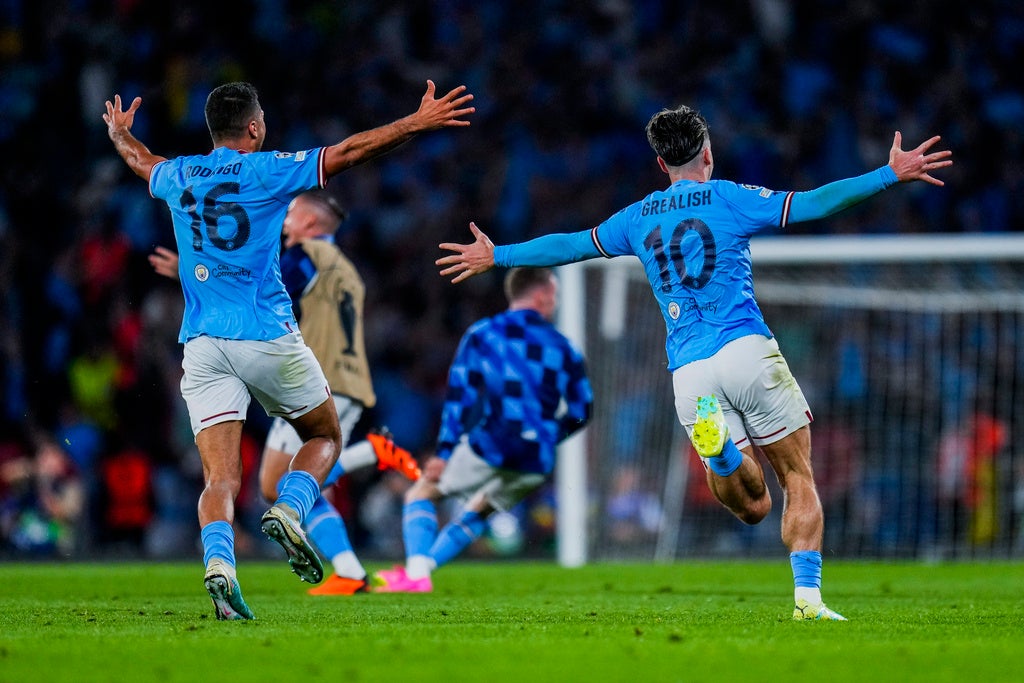 Jugadores del Manchester City luego de ganar Champions League