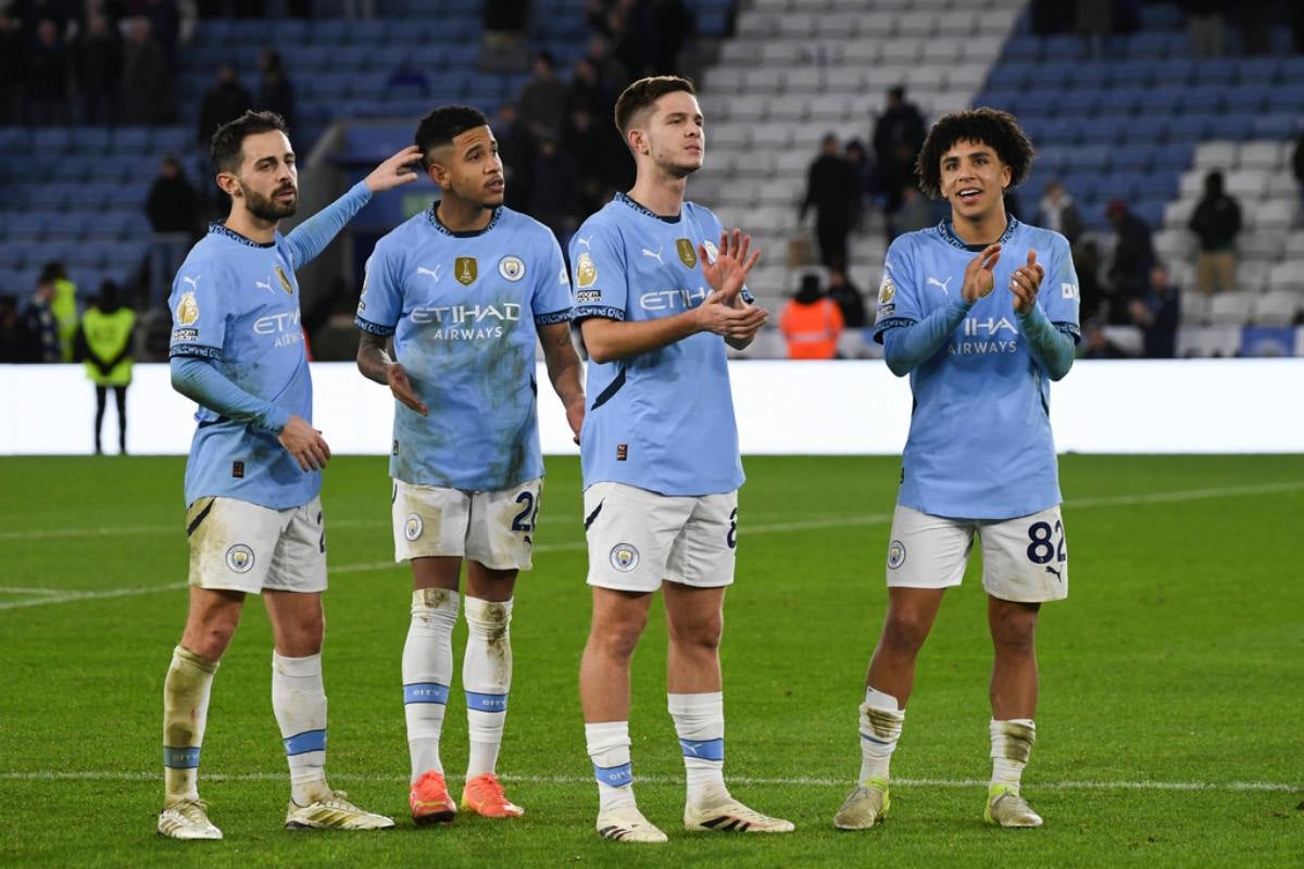 Jugadores de Manchester City en celebración