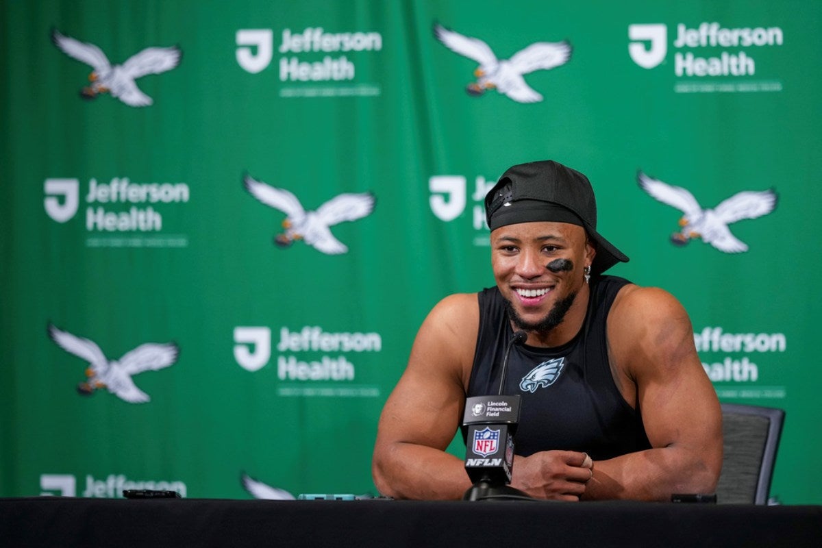 Saquon Barkley en conferencia de prensa