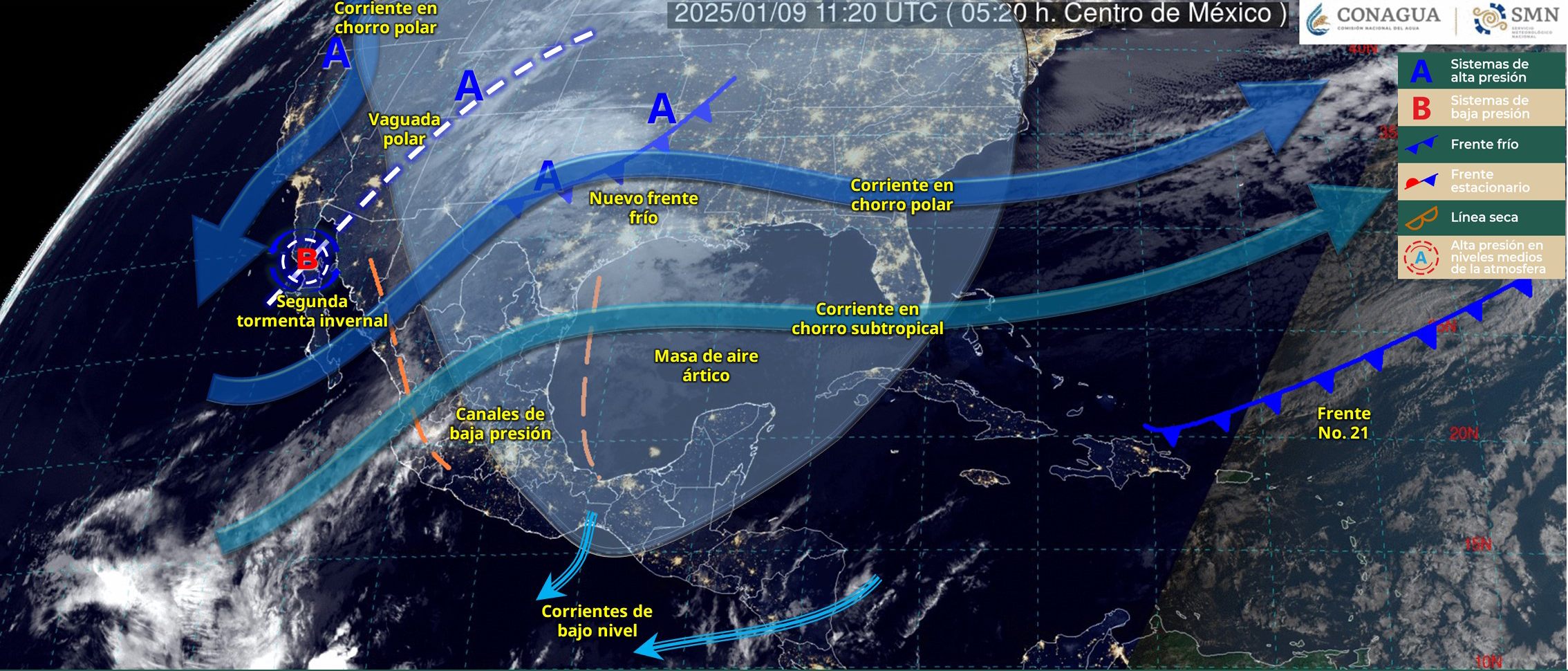 La mayor parte del país se ve afectada por el frío /  X: @conagua_clima