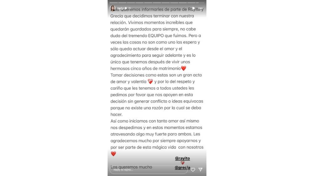 Rayito compartió la noticia mediante sus redes sociales.| IG