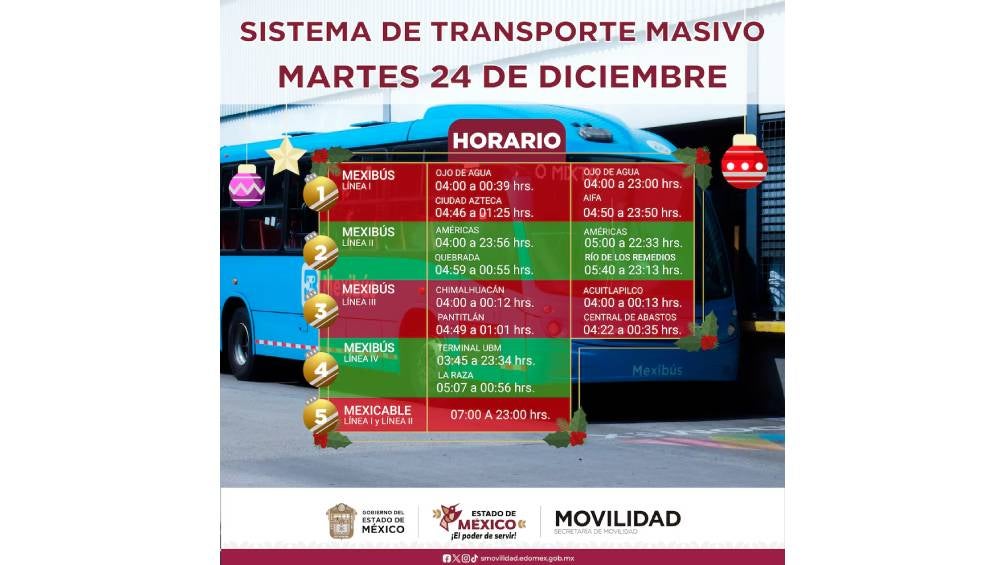 Horario de servicio para el 24 de diciembre.|@Sitramytem