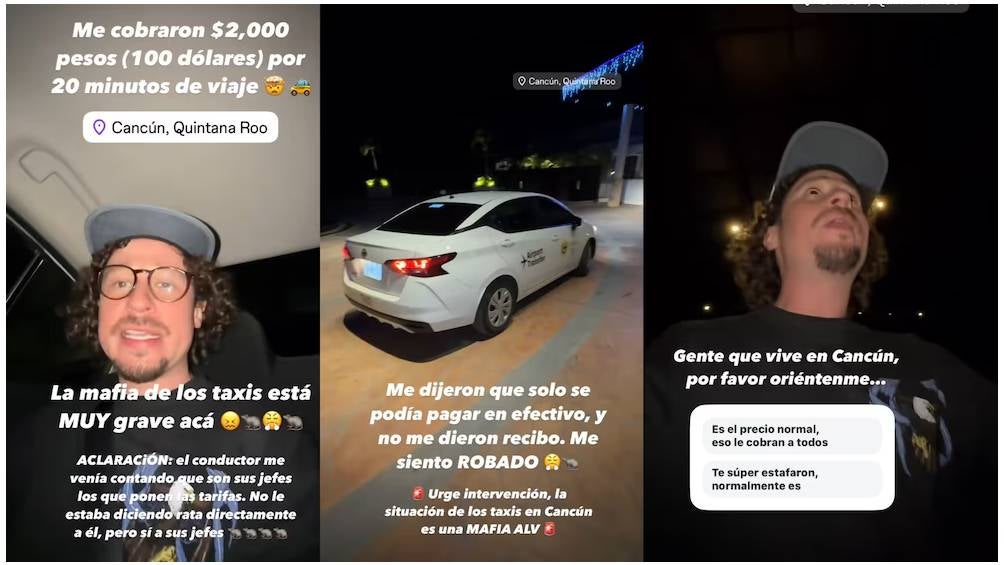 El creador de contenido se volvió viral en redes sociales por denunciar el cobro excesivo en taxis de Cancún. | Captura de pantalla.