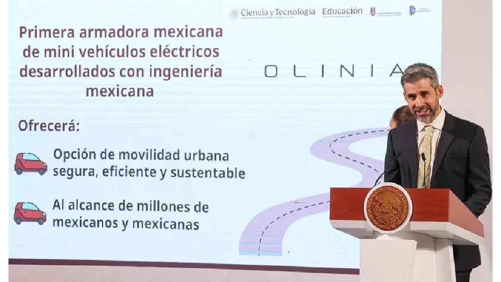 Capuano Tripp anunció que los autos eléctricos de Olinia serán los más económicos en el mercado de movilidad eléctrica. | Gobierno de México 