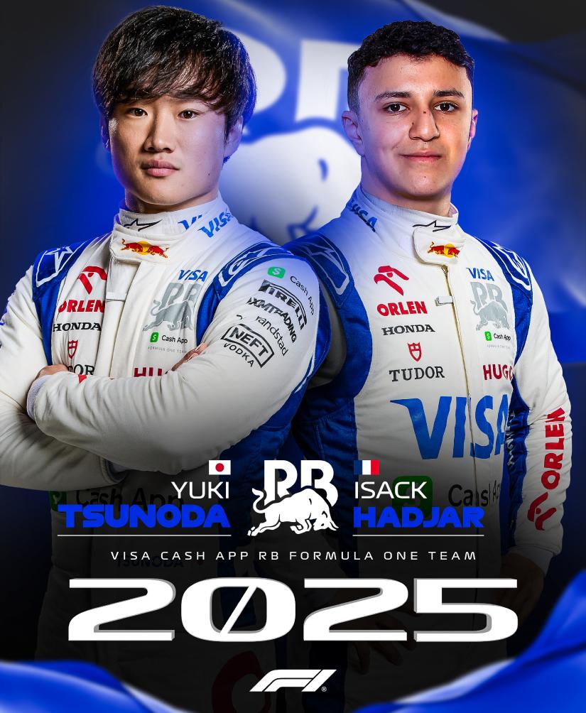 Yuki Tsunonda e Isack Hadjar, pilotos de RB en 2025. X: @F1