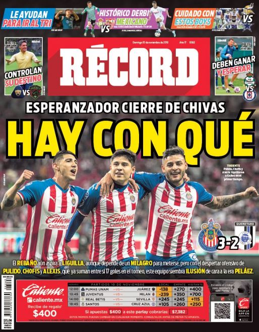 Portada RÉCORD 10 noviembre 2019