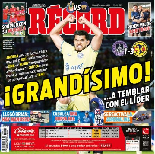 Portada RÉCORD 27 Agosto 2022