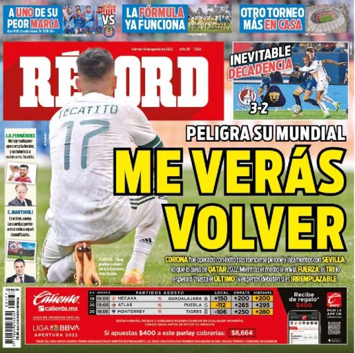 Portada RÉCORD 19 Agosto 2022