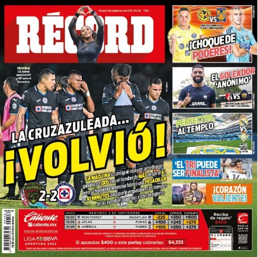 Portada RÉCORD 03 Septiembre 2022