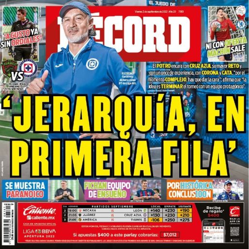 Portada RÉCORD 02 Septiembre 2022