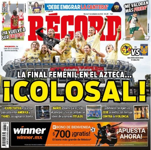 Portada RÉCORD 11 Noviembre 2022