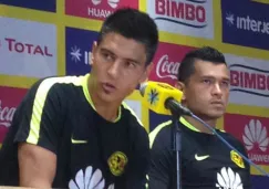 Goltz y Samudio durante una conferencia de prensa 