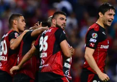 Los jugadores de Atlas festejan un gol