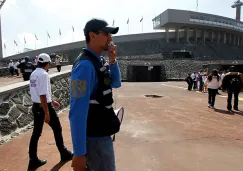 Personal de seguridad de la UNAM, durante el simulacro