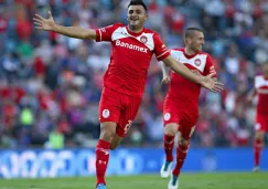 Enrique Triverio celebrando su anotación contra Cruz Azul