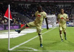 Darwin Quintero celebra un gol en un partido del América