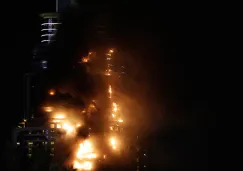 El momento del incendio en el edificio de Dubai