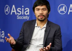 Manny Pacquiao durante una conferencia