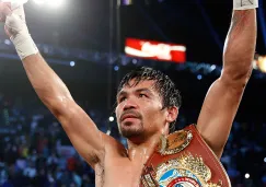 Manny Pacquiao, con el cinturón de Campeón tras derrotar a Bradley