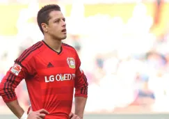 Chicharito durante un partido del Bayer Leverkusen