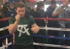 Canelo durante el media day