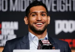 Khan, durante una conferencia de prensa en Las Vegas 