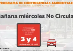 No circulan los vehículos con engomado rojo y terminación de placas 3 y 4