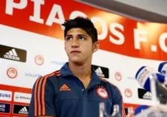 Pulido durante conferencia de prensa con Olympiacos