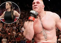 Brock Lesnar celebra una victoria en UFC