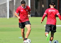 Fabían Espíndola, durante un entrenamineto con los Rayos del Necaxa