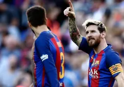 Messi celebra un gol con el Barcelona