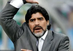 Diego Maradona en un partido de la selección de Argentina