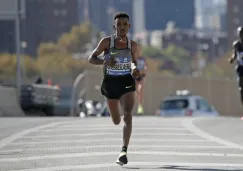 Ghirmay Ghebreslasie durante el Maratón de Nueva York