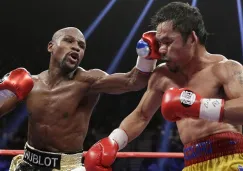 Momento del combate entre Pacquiao y Mayweather Jr.