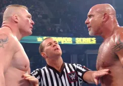 Brock Lesnar y Bill Goldberg antes de la lucha