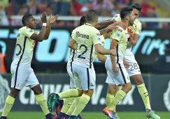 Jugadores del América celebran gol del pase a Semis 