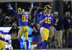 Jared Goff celebra la anotación de Anderson contra Dallas