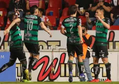 Santos festejando un gol ante Veracruz 