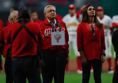 López Obrador en la inauguración del nuevo estadio de Diablos