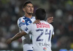 Víctor Guzmán y Pablo López festejan un gol