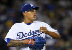 Julio Urías durante un juego con Los Angeles Dodgers