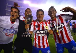 Jugadores de Atlético San Luis festejan el título del C2019 del Ascenso