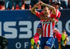 Jugadores del Atlético San Luis festejan un gol