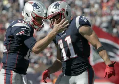 Tom Brady celebra un touchdown junto a Julian Edelman