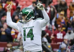 Sam Darnold, quarterback de Jets, celebrando una anotación