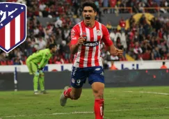 Nico Ibáñez festeja un gol ante Atlas con el Atlético de San Luis