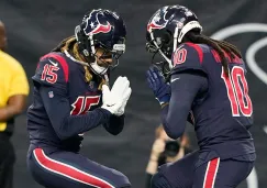 Will Fuller y DeAndre Hopkins celebran un touchdown contra Colts