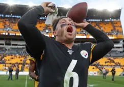 Devlin Hodges celebra el triunfo de Steelers ante Cleveland